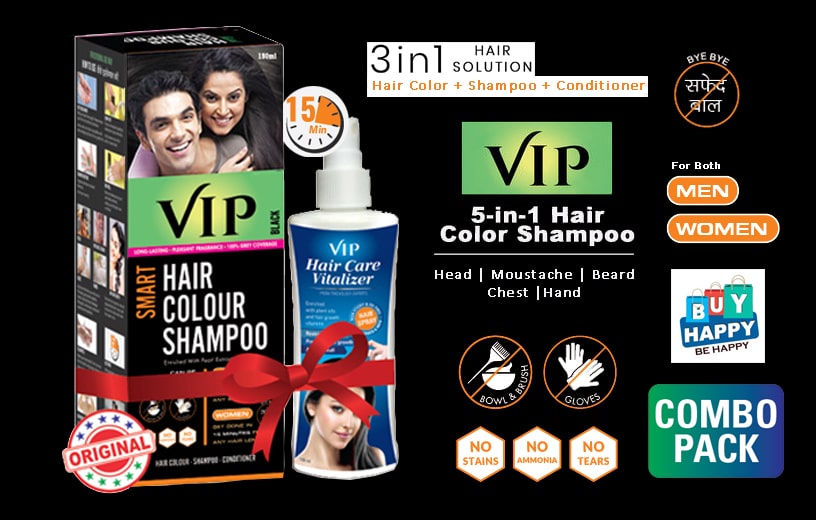 VIP Hair Color Shampoo Black 400ml for Men and Women  Family Pack   Amazonin Fashion